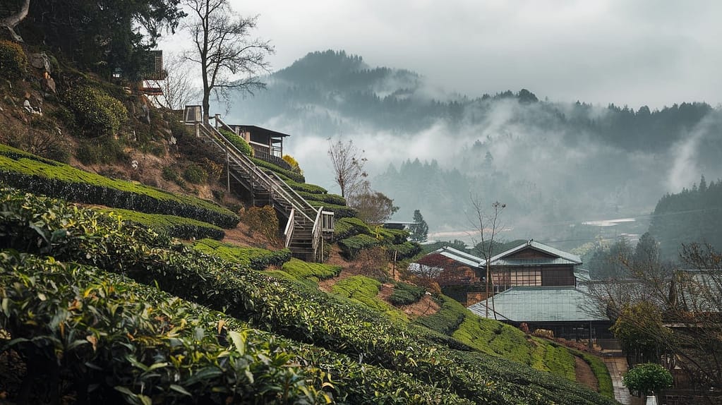 Tea garden on a hilly area