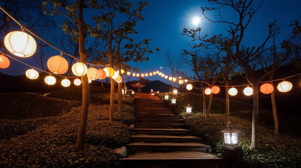 Moonlight Darjeeling tea Garden night view